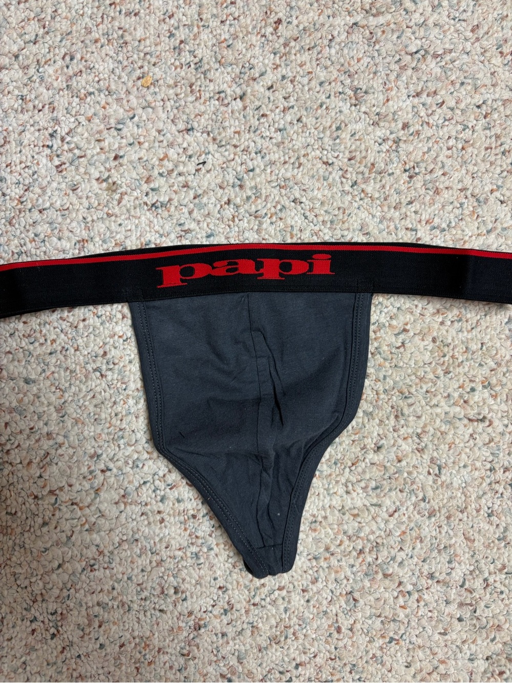 Men's Gray Thong with Red Logo Waistband